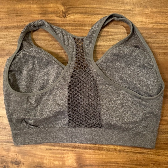 XOXO Gray Sports Bra with Racerback Design - Picture 2 of 5